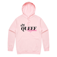 S / Pink / Large Front Print Queef Queen 💨👑 - Unisex Hoodie