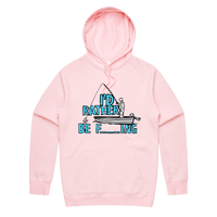 S / Pink / Large Front Print Rather Be Fishing 🐟🍆 - Unisex Hoodie
