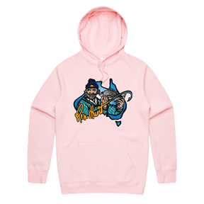 S / Pink / Large Front Print Rex Hunt Fishing 🎣🛥️ - Unisex Hoodie