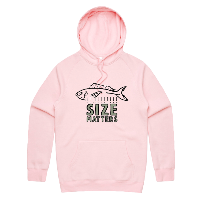 S / Pink / Large Front Print Size Matters 🐟📏 – Unisex Hoodie
