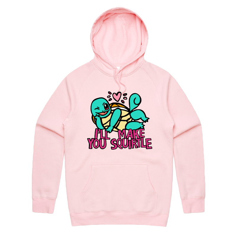 S / Pink / Large Front Print Squirtle Love ❤️💦 – Unisex Hoodie