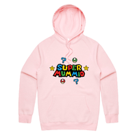 S / Pink / Large Front Print Super Mummio ⭐🍄 – Unisex Hoodie