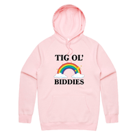 S / Pink / Large Front Print Tig Ol’ Biddies 🍒🤤 - Unisex Hoodie