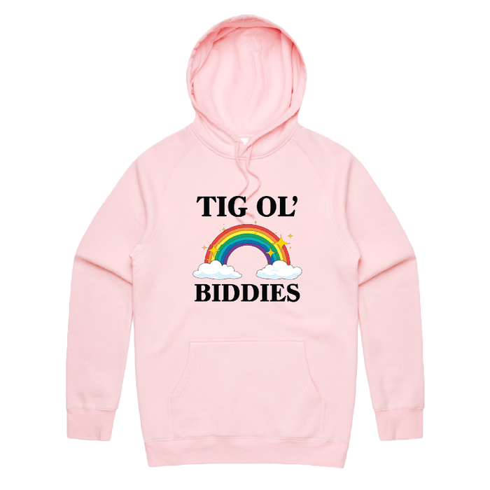 S / Pink / Large Front Print Tig Ol’ Biddies 🍒🤤 - Unisex Hoodie