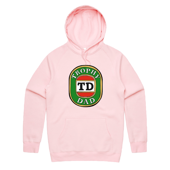 S / Pink / Large Front Print Trophy Dad Victor Bravo 🍺🏆 – Unisex Hoodie
