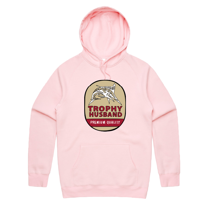 S / Pink / Large Front Print Trophy Husband Northern 🍺🏆 – Unisex Hoodie