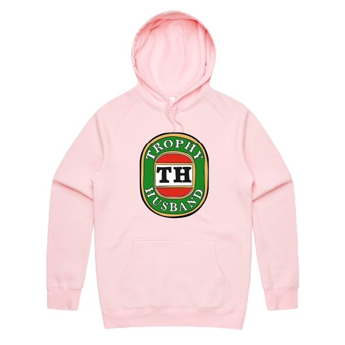 S / Pink / Large Front Print Trophy Husband Victor Bravo 🍺🏆 – Unisex Hoodie