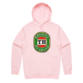 S / Pink / Large Front Print Trophy Husband Victor Bravo 🍺🏆 – Unisex Hoodie