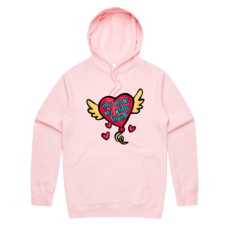 S / Pink / Large Front Print You Make My Knob Throb 🍆🌡️ – Unisex Hoodie