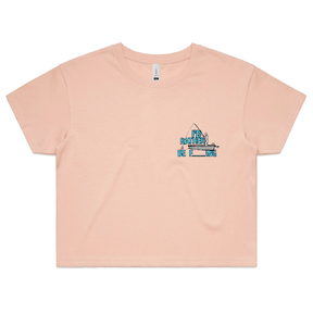 S / Pink Rather Be Fishing 🐟🍆 - Women's Crop Top