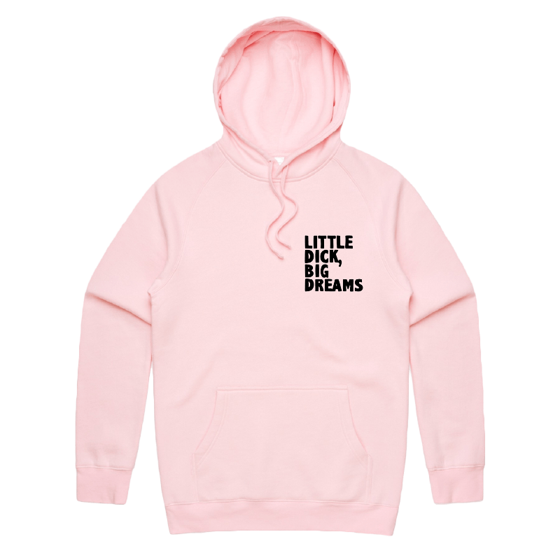S / Pink / Small Front Print Big Dreamer 🍆💭 – Unisex Hoodie