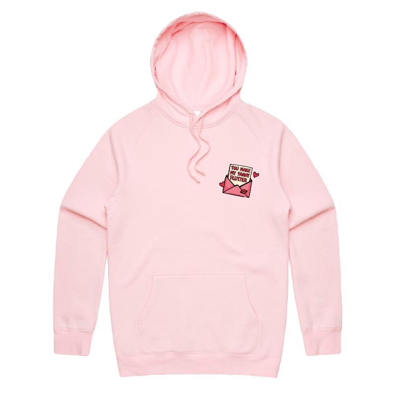S / Pink / Small Front Print Fanny Flutter 🦋 – Unisex Hoodie