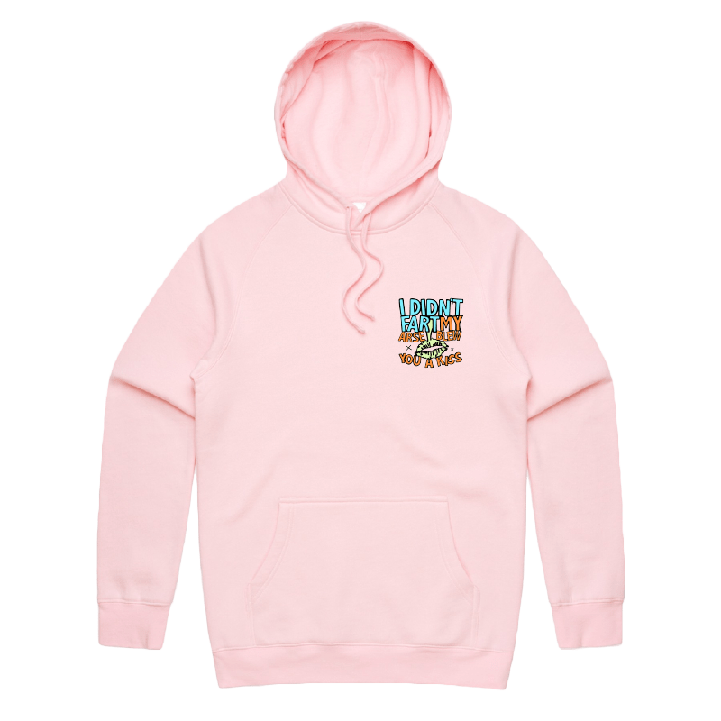 S / Pink / Small Front Print Kiss From Down Under 😘💨 – Unisex Hoodie