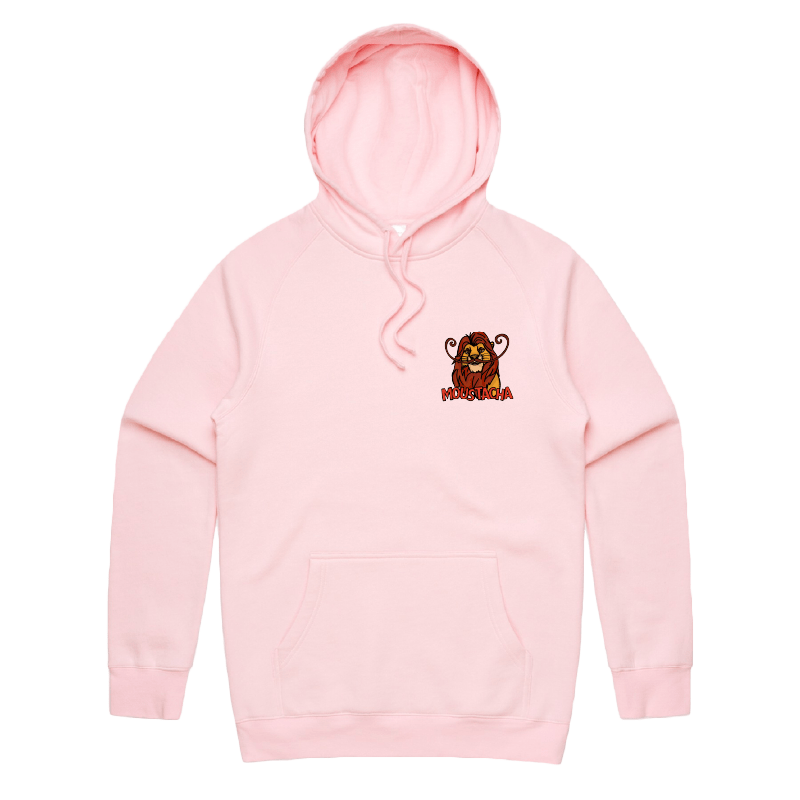S / Pink / Small Front Print Moustacha 🦁👨 - Unisex Hoodie