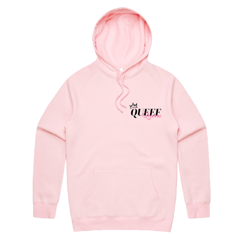 S / Pink / Small Front Print Queef Queen 💨👑 - Unisex Hoodie