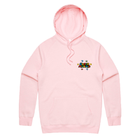 S / Pink / Small Front Print Super Mummio ⭐🍄 – Unisex Hoodie