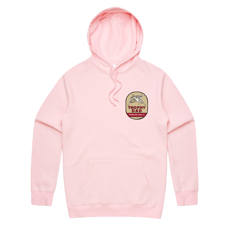 S / Pink / Small Front Print Trophy Dad Northern 🍺🏆 – Unisex Hoodie