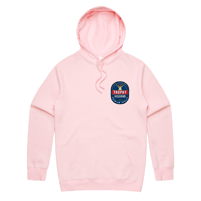 S / Pink / Small Front Print Trophy Husband 2heys 🍺🏆 – Unisex Hoodie