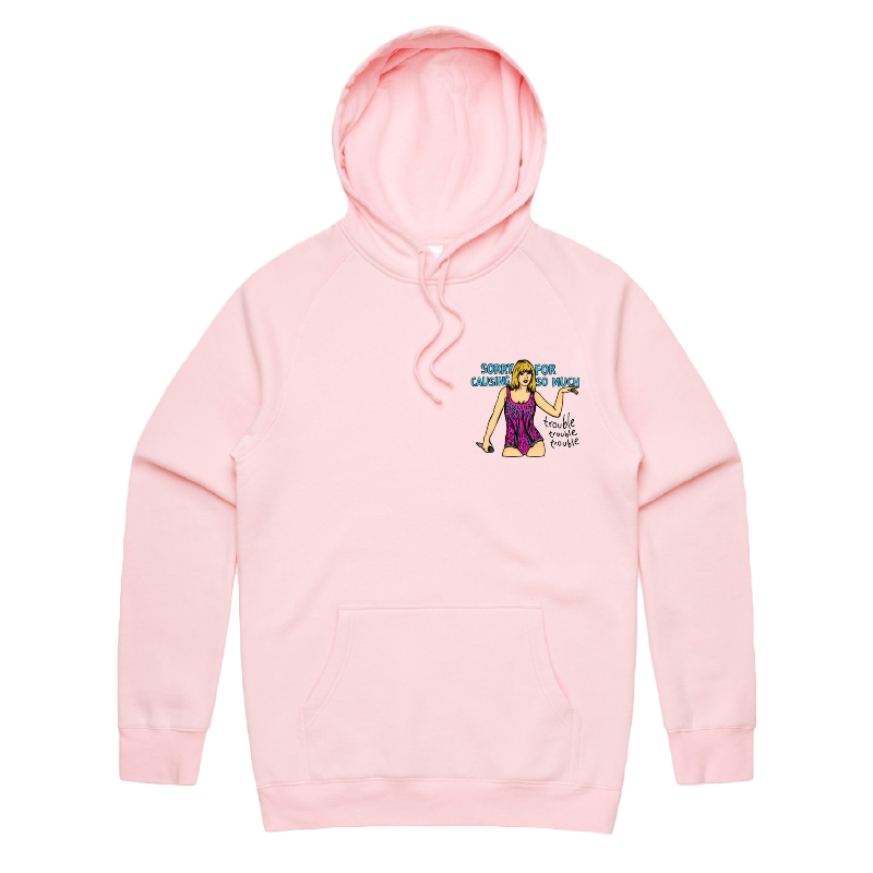 S / Pink / Small Front Print Trouble, Trouble, Trouble – Unisex Hoodie