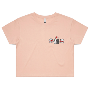 S / Pink Stay or Leave? 💌💔 – Women's Crop Top