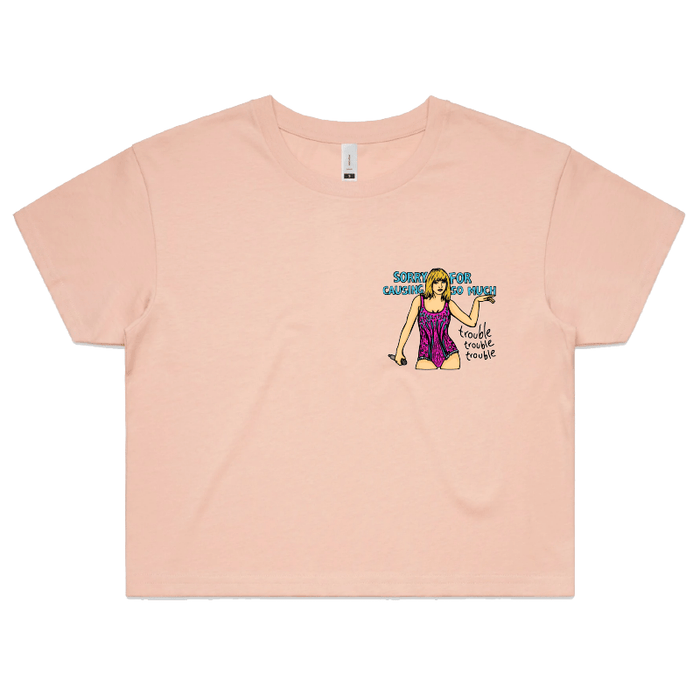 S / Pink Trouble, Trouble, Trouble – Women's Crop Top
