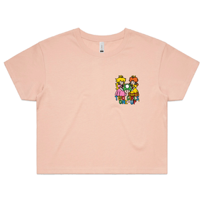 S / Pink Two Girls One-Up 🍄📤 – Women's Crop Top