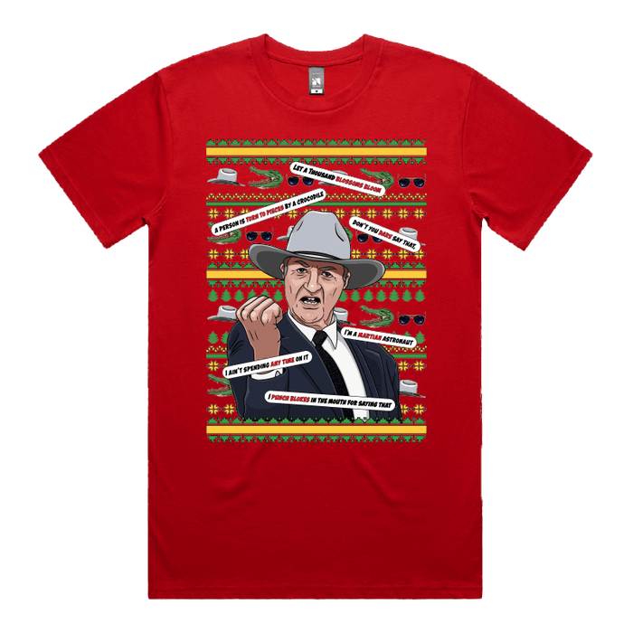S / Red / Large Front Design Katter's Croc-mas 🤜🐊 - Men's T Shirt