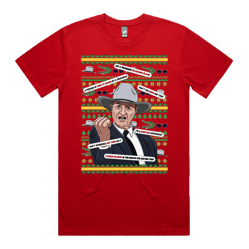 S / Red / Large Front Design Katter's Croc-mas 🤜🐊 - Men's T Shirt