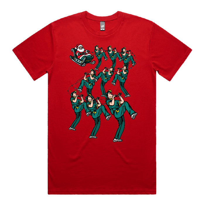 S / Red / Large Front Design Santa's Raygundeers 🦌🎄 - Men's T Shirt