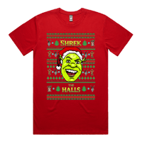 S / Red / Large Front Design Shrek The Halls 💚🎄 - Men's T Shirt