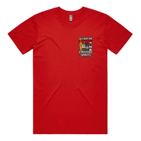 S / Red / Small Front Design Christmas Spirits 🥃 - Men's T Shirt
