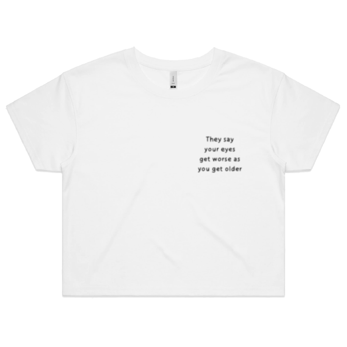 S / White Eyes Get Worse... 👓❌ – Women's Crop Top