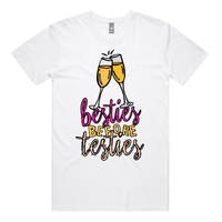 S / White / Large Front Design Besties Before Testies 👭🥰 – Men's T Shirt