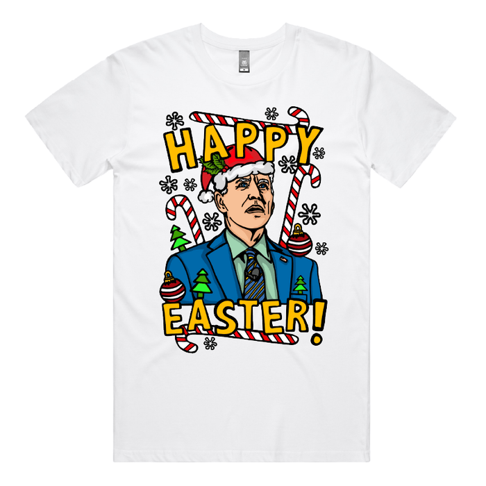 S / White / Large Front Design Biden Christmas 👨‍🦳🥚 - Men's T Shirt