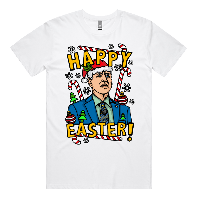 S / White / Large Front Design Biden Christmas 👨‍🦳🥚 - Men's T Shirt