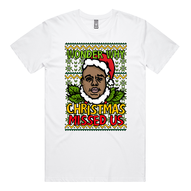 S / White / Large Front Design BIG Christmas 🎤🎅 - Men's T Shirt