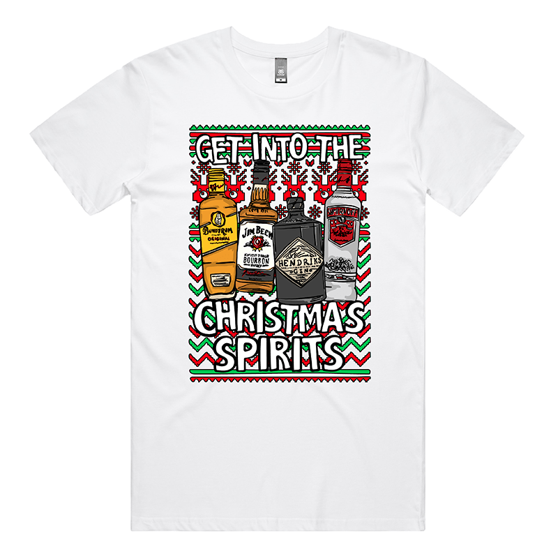 S / White / Large Front Design Christmas Spirits 🥃 - Men's T Shirt
