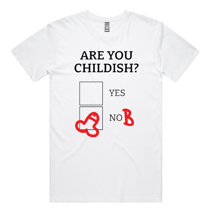 S / White / Large Front Design Definitely Not Childish 📋🖕 - Men's T Shirt