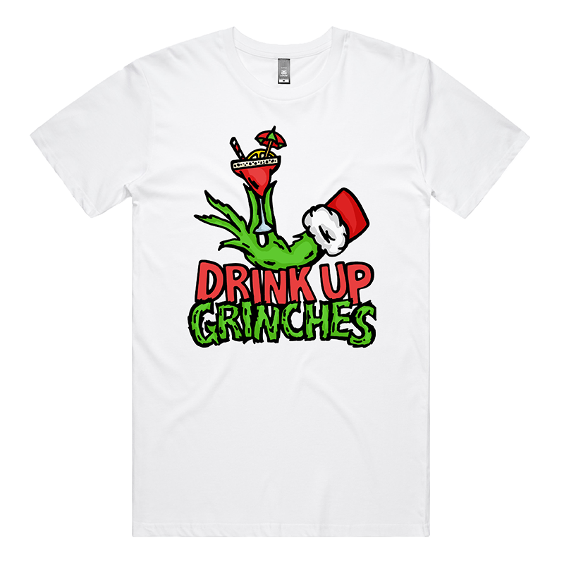 S / White / Large Front Design Drink Up Grinches 😈🎄 - Men's T Shirt
