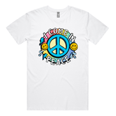 S / White / Large Front Design I Come In Peace ☮️ – Men's T Shirt
