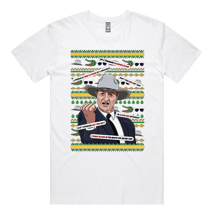 S / White / Large Front Design Katter's Croc-mas 🤜🐊 - Men's T Shirt