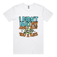 S / White / Large Front Design Kiss From Down Under 😘💨 – Men's T Shirt