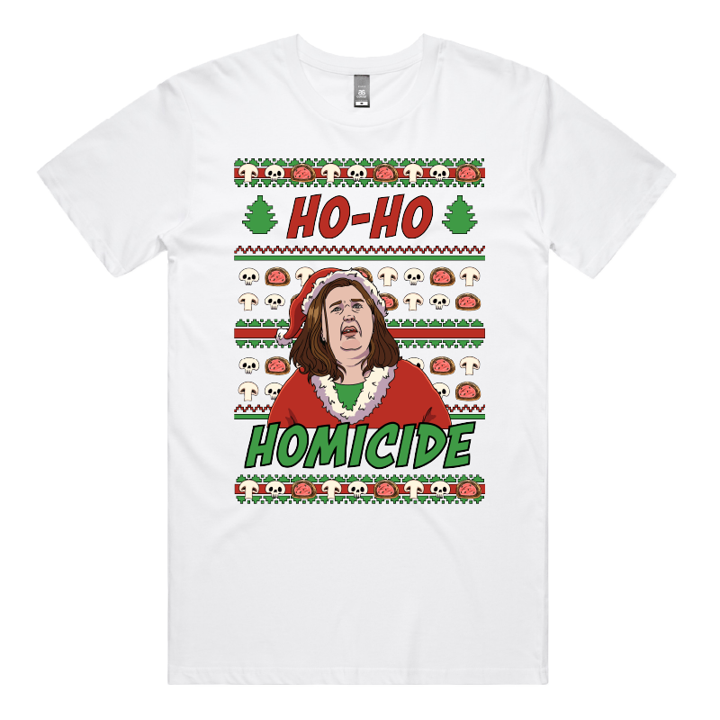 S / White / Large Front Design Merry Mushroom Lady 🍄‍🟫🎄 - Men's T Shirt