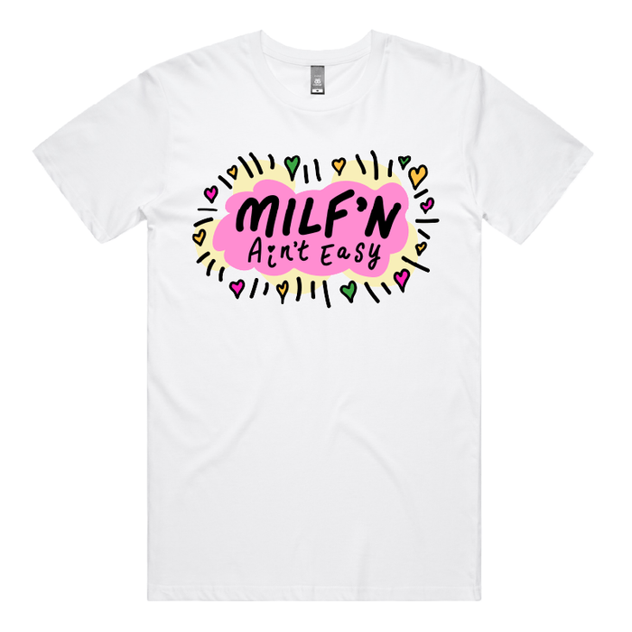 S / White / Large Front Design Milf'n Ain't Easy 👩🎖️ – Men's T Shirt