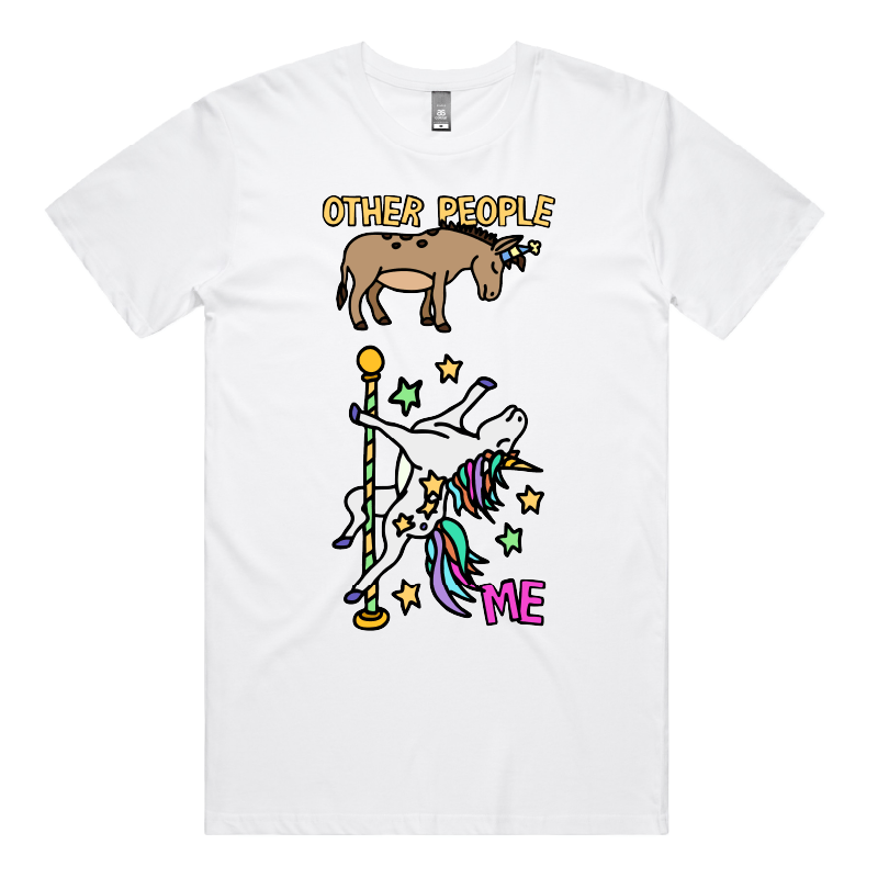 S / White / Large Front Design Not Like The Others  🐴🦄 – Men's T Shirt