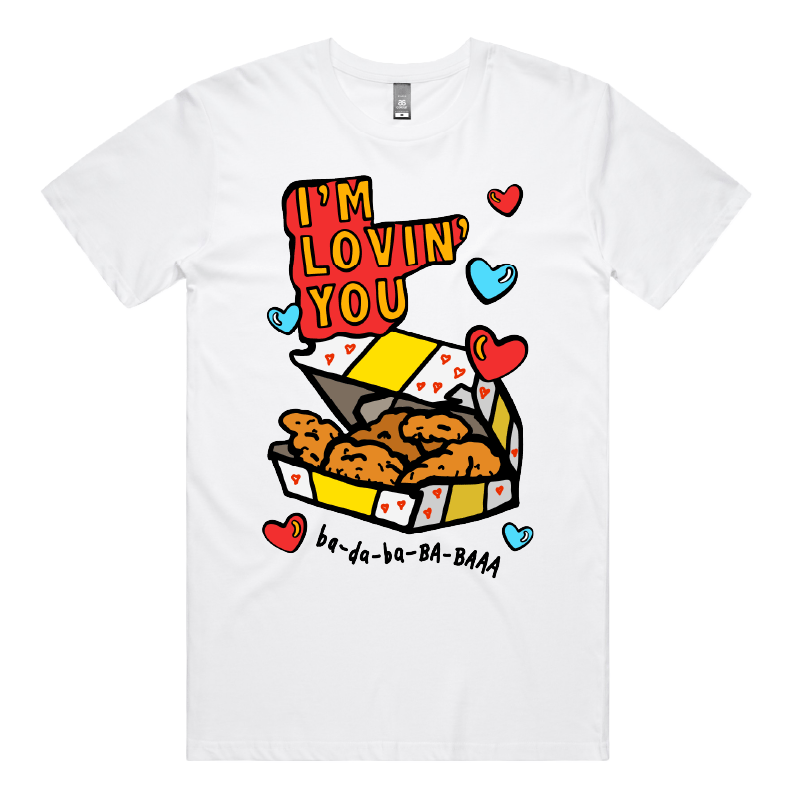 S / White / Large Front Design Nugget Love 🍗💞 – Men's T Shirt