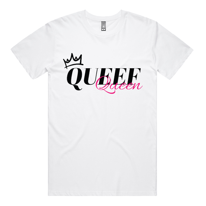 S / White / Large Front Design Queef Queen 💨👑 - Men's T Shirt