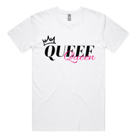 S / White / Large Front Design Queef Queen 💨👑 - Men's T Shirt