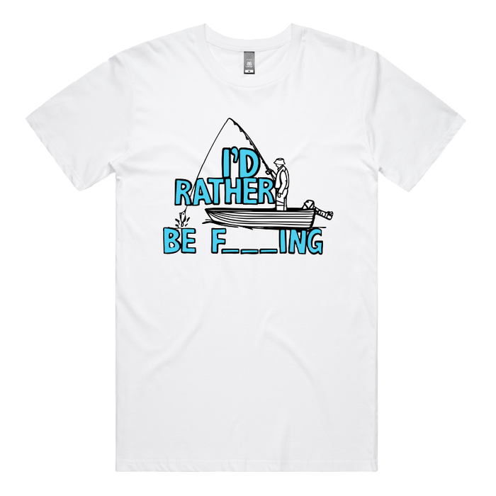 S / White / Large Front Design Rather Be Fishing 🐟🍆 - Men's T Shirt