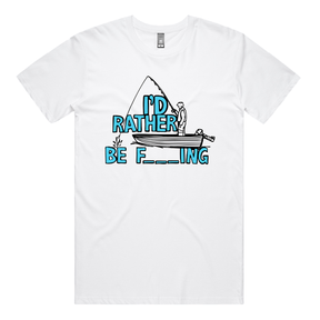 S / White / Large Front Design Rather Be Fishing 🐟🍆 - Men's T Shirt
